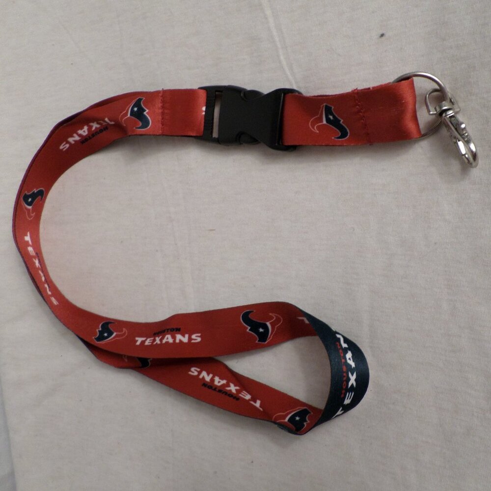Houston Texans Lanyard Red On One Side Blue On Other Texans Logo & Snap Closure